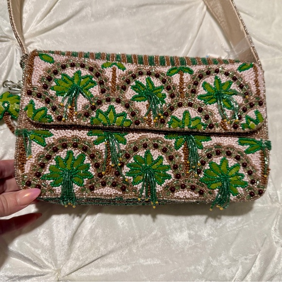 NEW Palm Tree Tassel Beaded Bag | Tropical Statement Bag